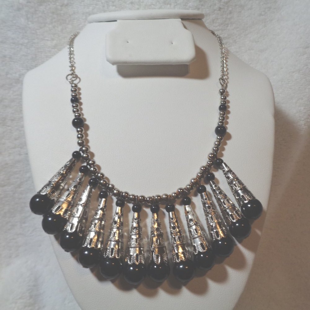 Silver-tone Dangle Cone Necklace
